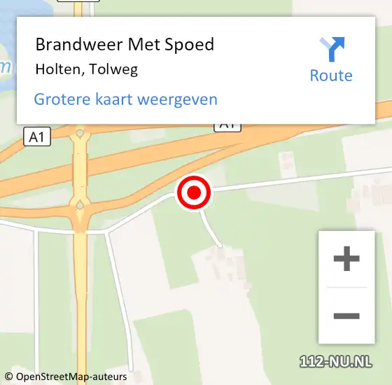 Locatie op kaart van de 112 melding: Brandweer Met Spoed Naar Holten, Tolweg op 21 april 2018 21:22