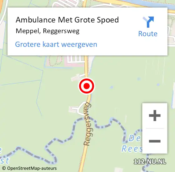 Locatie op kaart van de 112 melding: Ambulance Met Grote Spoed Naar Meppel, Reggersweg op 21 april 2018 21:58