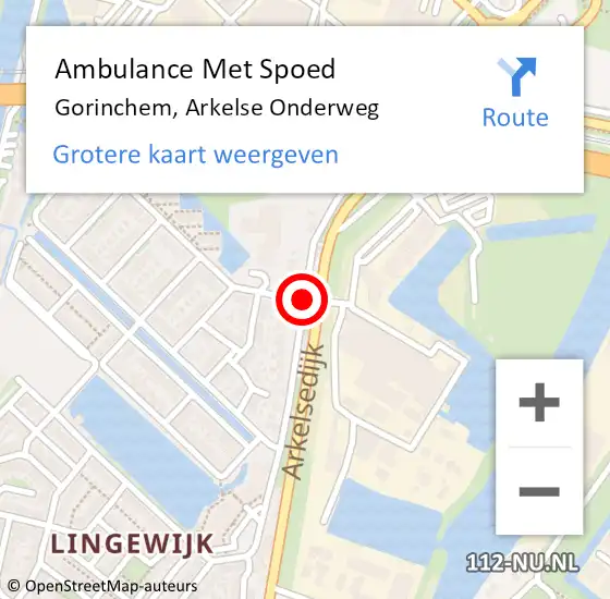Locatie op kaart van de 112 melding: Ambulance Met Spoed Naar Gorinchem, Arkelse Onderweg op 21 april 2018 22:35