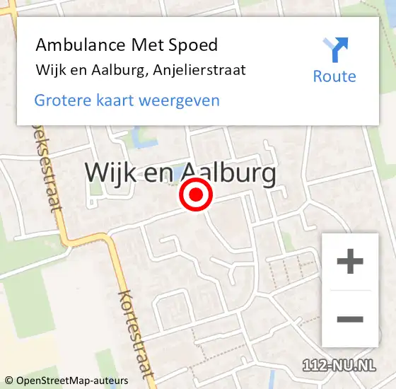 Locatie op kaart van de 112 melding: Ambulance Met Spoed Naar Wijk en Aalburg, Anjelierstraat op 21 april 2018 23:08