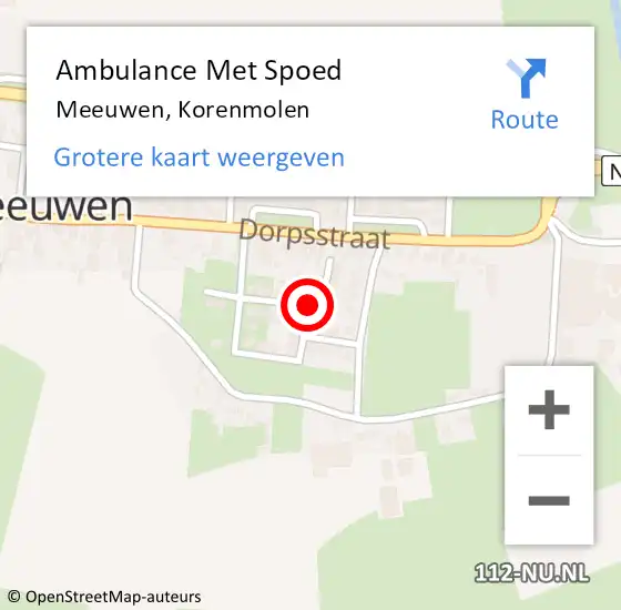 Locatie op kaart van de 112 melding: Ambulance Met Spoed Naar Meeuwen, Korenmolen op 21 april 2018 23:34
