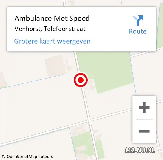 Locatie op kaart van de 112 melding: Ambulance Met Spoed Naar Venhorst, Telefoonstraat op 22 april 2018 00:02