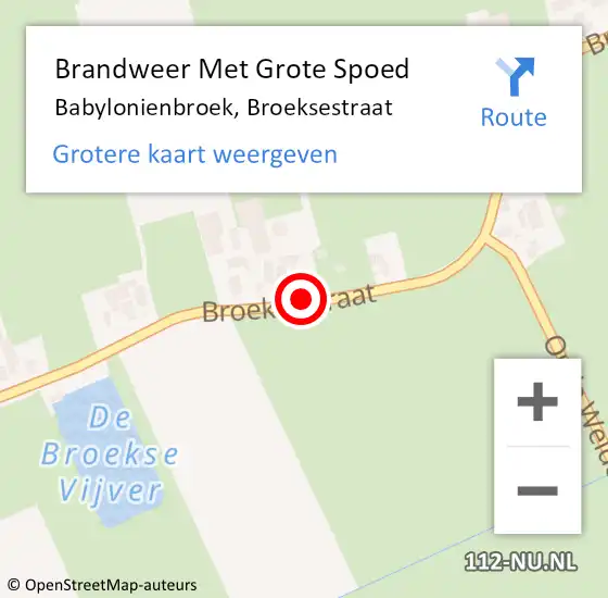 Locatie op kaart van de 112 melding: Brandweer Met Grote Spoed Naar Babylonienbroek, Broeksestraat op 22 april 2018 00:02