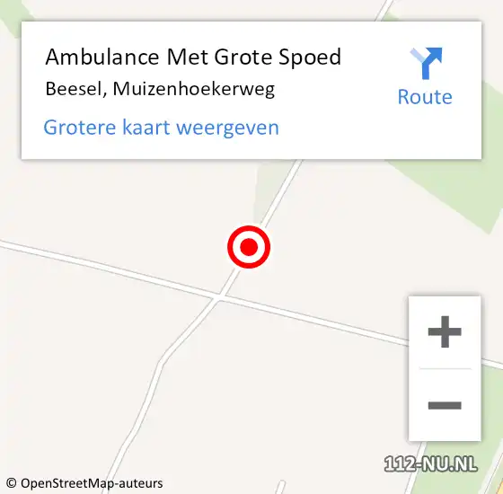 Locatie op kaart van de 112 melding: Ambulance Met Grote Spoed Naar Beesel, Muizenhoekerweg op 22 april 2018 00:19