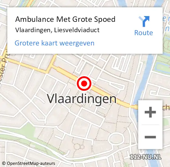 Locatie op kaart van de 112 melding: Ambulance Met Grote Spoed Naar Vlaardingen, Liesveldviaduct op 22 april 2018 01:16