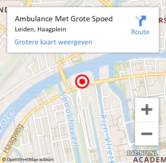 Locatie op kaart van de 112 melding: Ambulance Met Grote Spoed Naar Leiden, Haagplein op 22 april 2018 01:23