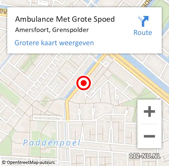 Locatie op kaart van de 112 melding: Ambulance Met Grote Spoed Naar Amersfoort, Grenspolder op 22 april 2018 01:38