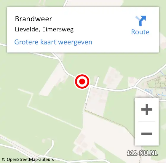 Locatie op kaart van de 112 melding: Brandweer Lievelde, Eimersweg op 22 april 2018 02:02