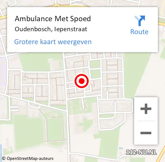 Locatie op kaart van de 112 melding: Ambulance Met Spoed Naar Oudenbosch, Iepenstraat op 22 april 2018 02:07