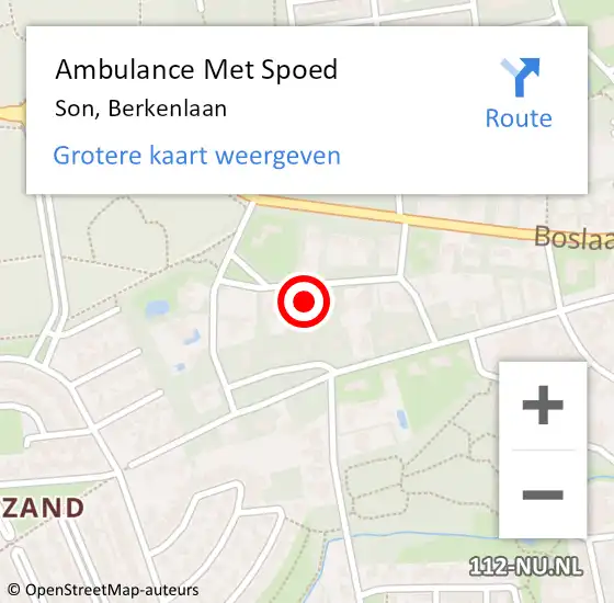 Locatie op kaart van de 112 melding: Ambulance Met Spoed Naar Son, Berkenlaan op 22 april 2018 02:36