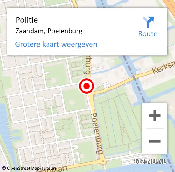 Locatie op kaart van de 112 melding: Politie Zaandam, Poelenburg op 22 april 2018 02:50