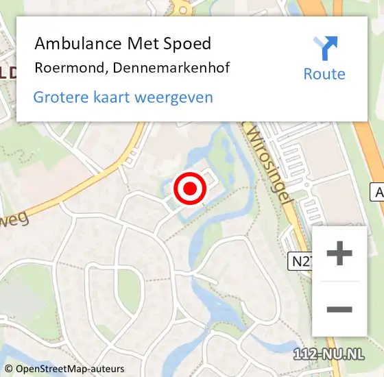 Locatie op kaart van de 112 melding: Ambulance Met Spoed Naar Roermond, Dennemarkenhof op 22 april 2018 03:16