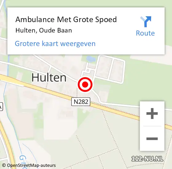 Locatie op kaart van de 112 melding: Ambulance Met Grote Spoed Naar Hulten, Oude Baan op 22 april 2018 04:16