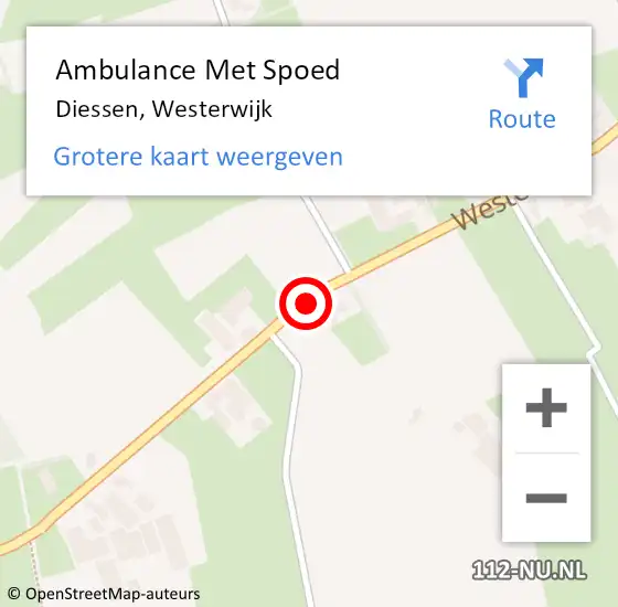 Locatie op kaart van de 112 melding: Ambulance Met Spoed Naar Diessen, Westerwijk op 22 april 2018 05:37