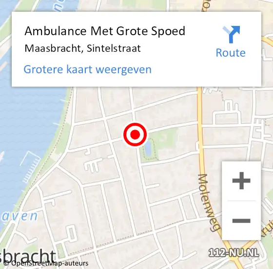Locatie op kaart van de 112 melding: Ambulance Met Grote Spoed Naar Maasbracht, Sintelstraat op 22 april 2018 05:55