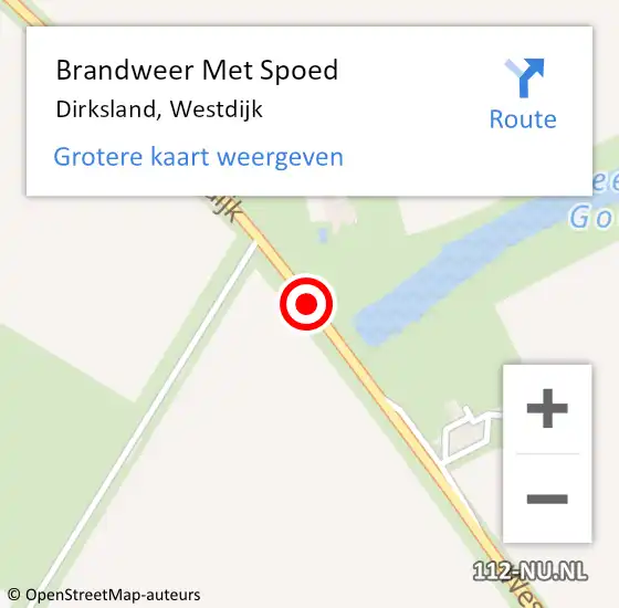 Locatie op kaart van de 112 melding: Brandweer Met Spoed Naar Dirksland, Westdijk op 22 april 2018 09:40