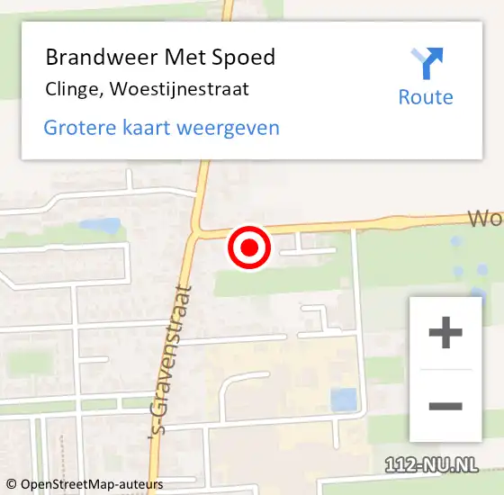 Locatie op kaart van de 112 melding: Brandweer Met Spoed Naar Clinge, Woestijnestraat op 22 april 2018 09:54