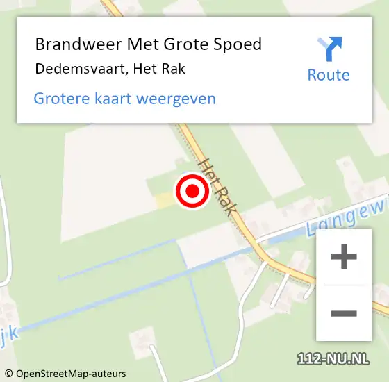 Locatie op kaart van de 112 melding: Brandweer Met Grote Spoed Naar Dedemsvaart, Het Rak op 22 februari 2014 22:43