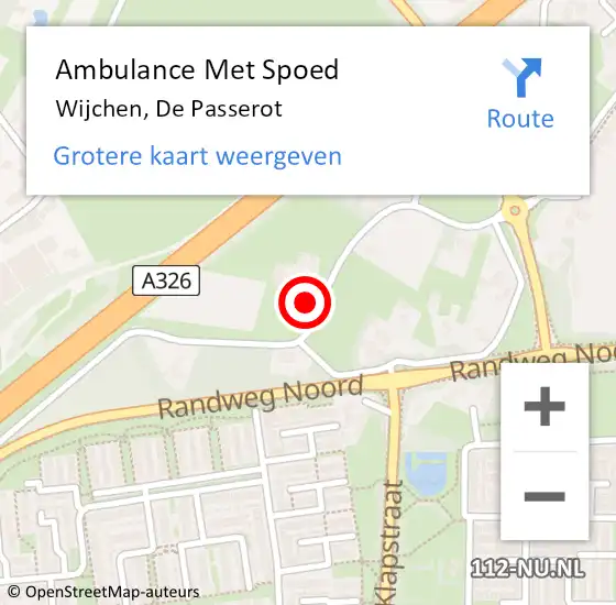 Locatie op kaart van de 112 melding: Ambulance Met Spoed Naar Wijchen, De Passerot op 22 april 2018 10:05