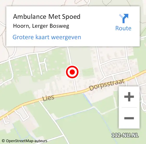 Locatie op kaart van de 112 melding: Ambulance Met Spoed Naar Hoorn, Lerger Bosweg op 23 september 2013 11:59