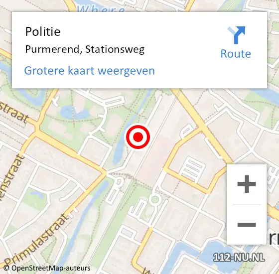 Locatie op kaart van de 112 melding: Politie Purmerend, Stationsweg op 22 april 2018 10:51