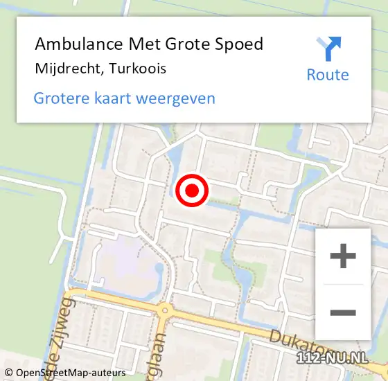 Locatie op kaart van de 112 melding: Ambulance Met Grote Spoed Naar Mijdrecht, Turkoois op 22 april 2018 10:56