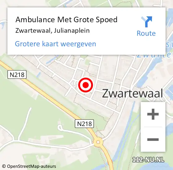 Locatie op kaart van de 112 melding: Ambulance Met Grote Spoed Naar Zwartewaal, Julianaplein op 22 april 2018 11:05