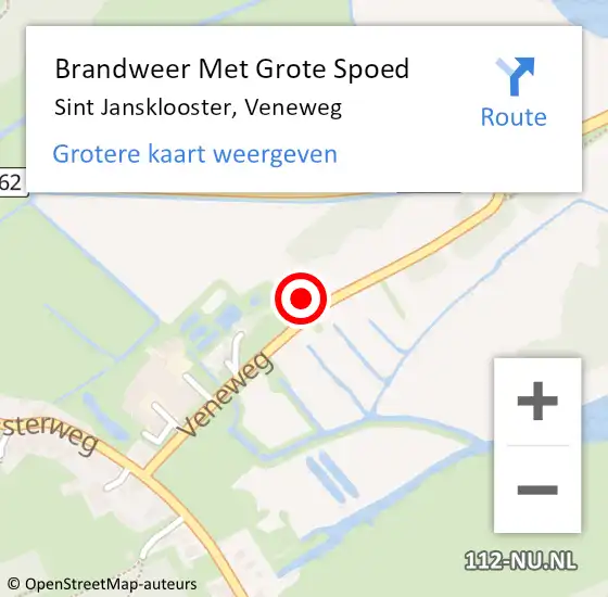 Locatie op kaart van de 112 melding: Brandweer Met Grote Spoed Naar Sint Jansklooster, Veneweg op 22 april 2018 12:03