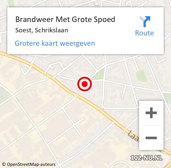 Locatie op kaart van de 112 melding: Brandweer Met Grote Spoed Naar Soest, Schrikslaan op 22 april 2018 12:06