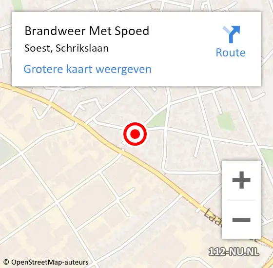 Locatie op kaart van de 112 melding: Brandweer Met Spoed Naar Soest, Schrikslaan op 22 april 2018 12:16