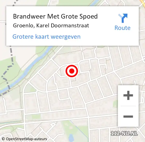 Locatie op kaart van de 112 melding: Brandweer Met Grote Spoed Naar Groenlo, Karel Doormanstraat op 22 april 2018 12:41