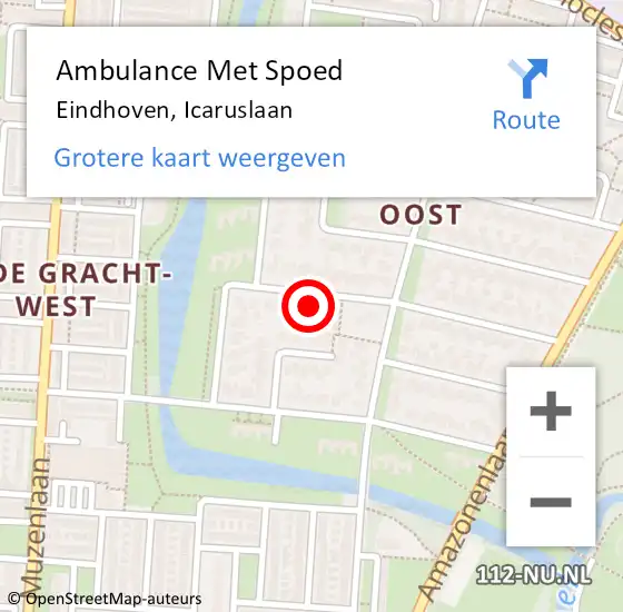 Locatie op kaart van de 112 melding: Ambulance Met Spoed Naar Eindhoven, Icaruslaan op 22 april 2018 13:25