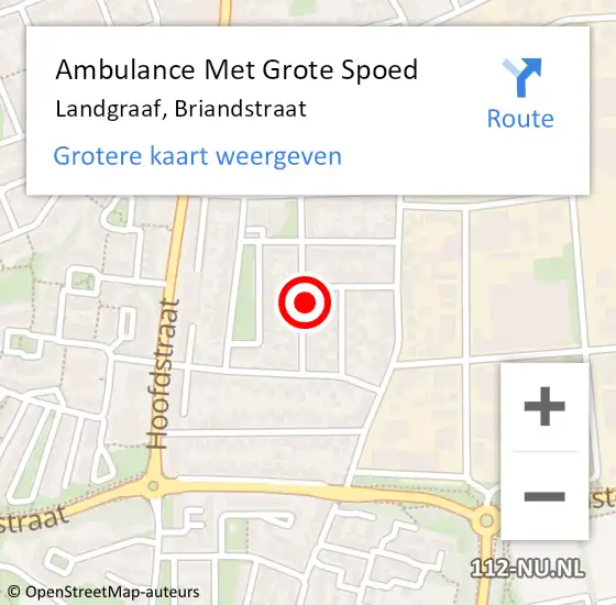 Locatie op kaart van de 112 melding: Ambulance Met Grote Spoed Naar Landgraaf, Briandstraat op 22 februari 2014 23:23