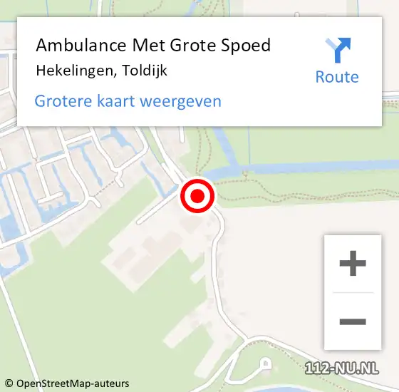 Locatie op kaart van de 112 melding: Ambulance Met Grote Spoed Naar Hekelingen, Toldijk op 22 april 2018 14:16