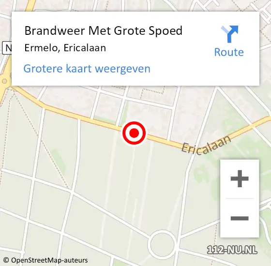 Locatie op kaart van de 112 melding: Brandweer Met Grote Spoed Naar Ermelo, Ericalaan op 22 april 2018 14:17