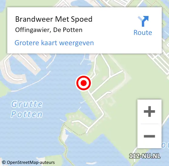 Locatie op kaart van de 112 melding: Brandweer Met Spoed Naar Offingawier, De Potten op 22 april 2018 14:19