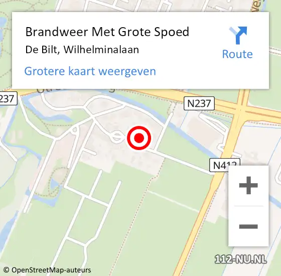 Locatie op kaart van de 112 melding: Brandweer Met Grote Spoed Naar De Bilt, Wilhelminalaan op 22 april 2018 16:21