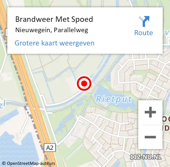 Locatie op kaart van de 112 melding: Brandweer Met Spoed Naar Nieuwegein, Parallelweg op 22 april 2018 16:49