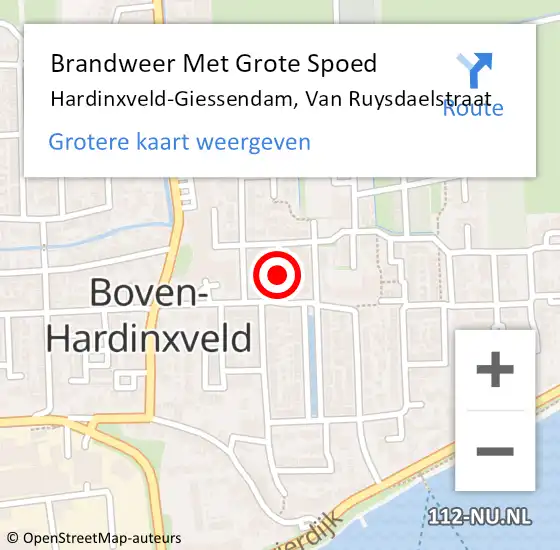 Locatie op kaart van de 112 melding: Brandweer Met Grote Spoed Naar Hardinxveld-Giessendam, Van Ruysdaelstraat op 22 april 2018 17:39