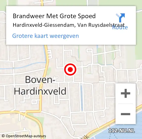 Locatie op kaart van de 112 melding: Brandweer Met Grote Spoed Naar Hardinxveld-Giessendam, Van Ruysdaelstraat op 22 april 2018 17:39