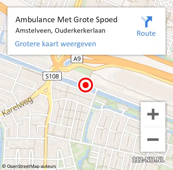 Locatie op kaart van de 112 melding: Ambulance Met Grote Spoed Naar Amstelveen, Ouderkerkerlaan op 22 april 2018 17:51