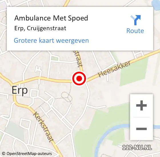 Locatie op kaart van de 112 melding: Ambulance Met Spoed Naar Erp, Cruijgenstraat op 22 april 2018 17:51