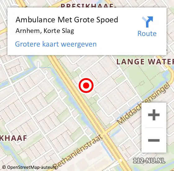 Locatie op kaart van de 112 melding: Ambulance Met Grote Spoed Naar Arnhem, Korte Slag op 22 april 2018 17:54