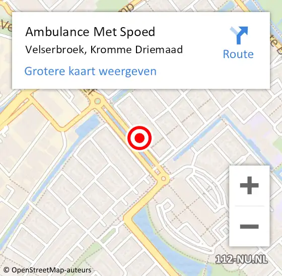 Locatie op kaart van de 112 melding: Ambulance Met Spoed Naar Velserbroek, Kromme Driemaad op 22 april 2018 17:54