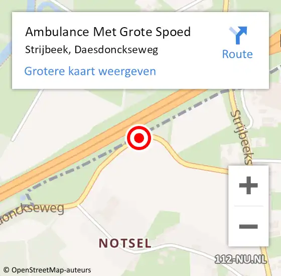 Locatie op kaart van de 112 melding: Ambulance Met Grote Spoed Naar Strijbeek, Daesdonckseweg op 22 april 2018 17:57