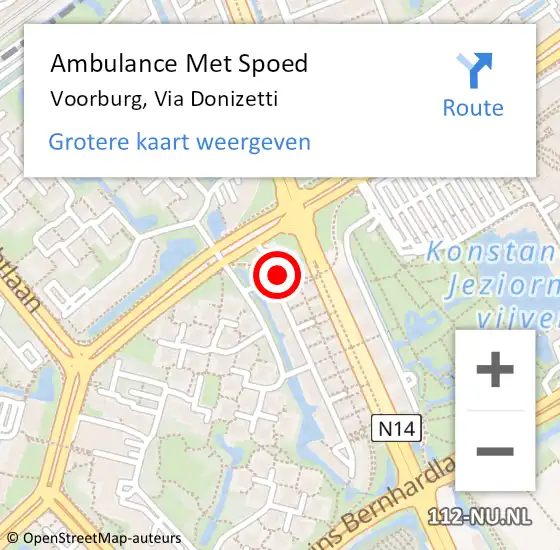 Locatie op kaart van de 112 melding: Ambulance Met Spoed Naar Voorburg, Via Donizetti op 22 april 2018 17:58