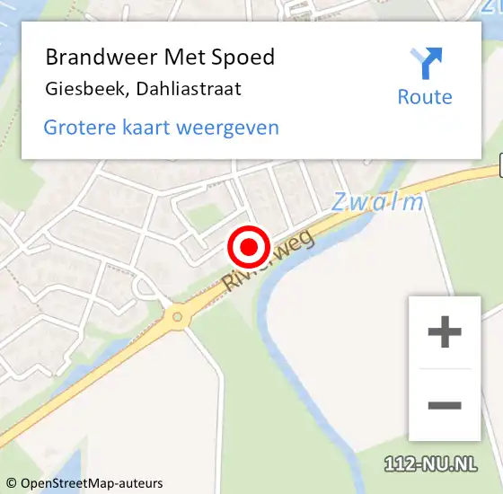 Locatie op kaart van de 112 melding: Brandweer Met Spoed Naar Giesbeek, Dahliastraat op 22 april 2018 18:15