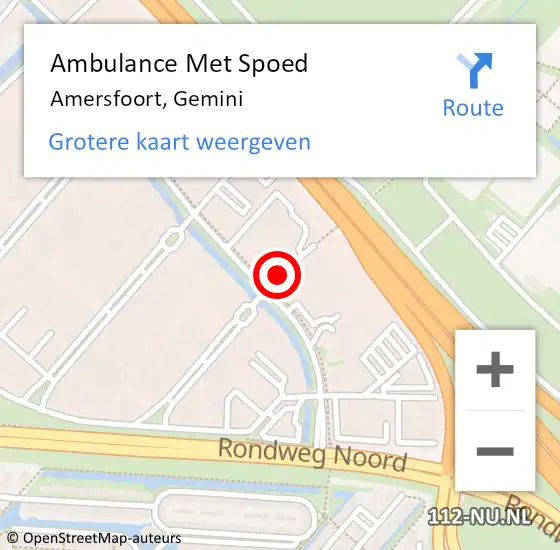 Locatie op kaart van de 112 melding: Ambulance Met Spoed Naar Amersfoort, Gemini op 22 april 2018 18:28