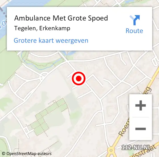 Locatie op kaart van de 112 melding: Ambulance Met Grote Spoed Naar Tegelen, Erkenkamp op 23 februari 2014 00:07