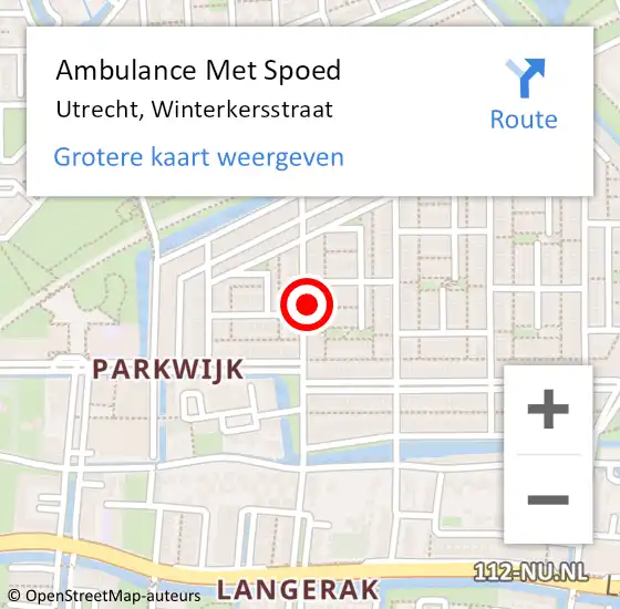 Locatie op kaart van de 112 melding: Ambulance Met Spoed Naar Utrecht, Winterkersstraat op 22 april 2018 18:50